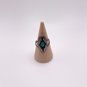 Turquoise Jewlery Silver Ring Southwestern Size 5.5